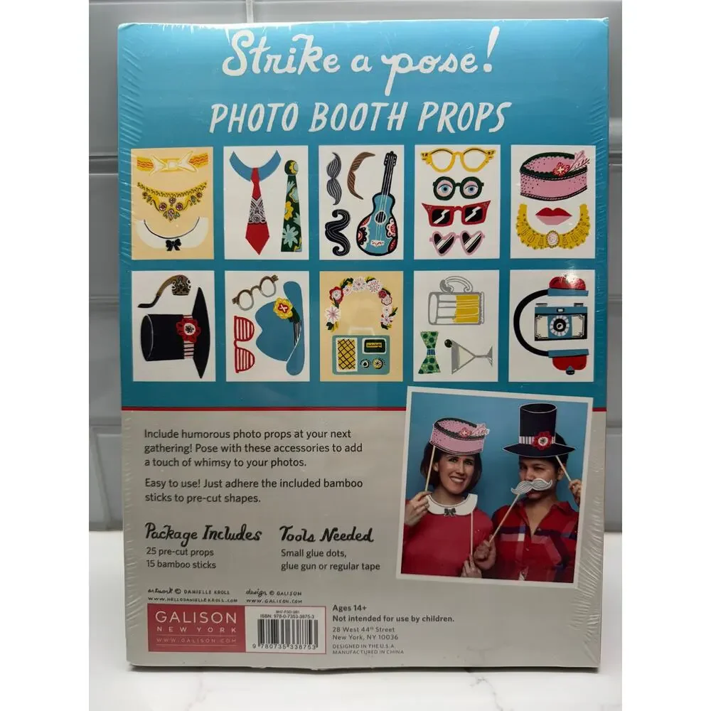 LOT OF 2:  Photo Booth Prop Sets - Strike a Pose and Hollywood Glamour - NIB